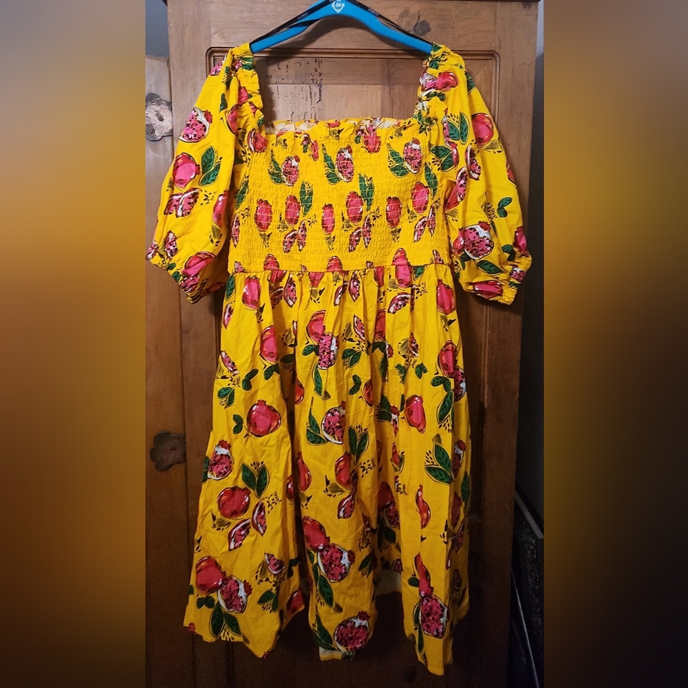 Eloquii Yellow Fruit Sundress Size 20 - Picture 4 of 5